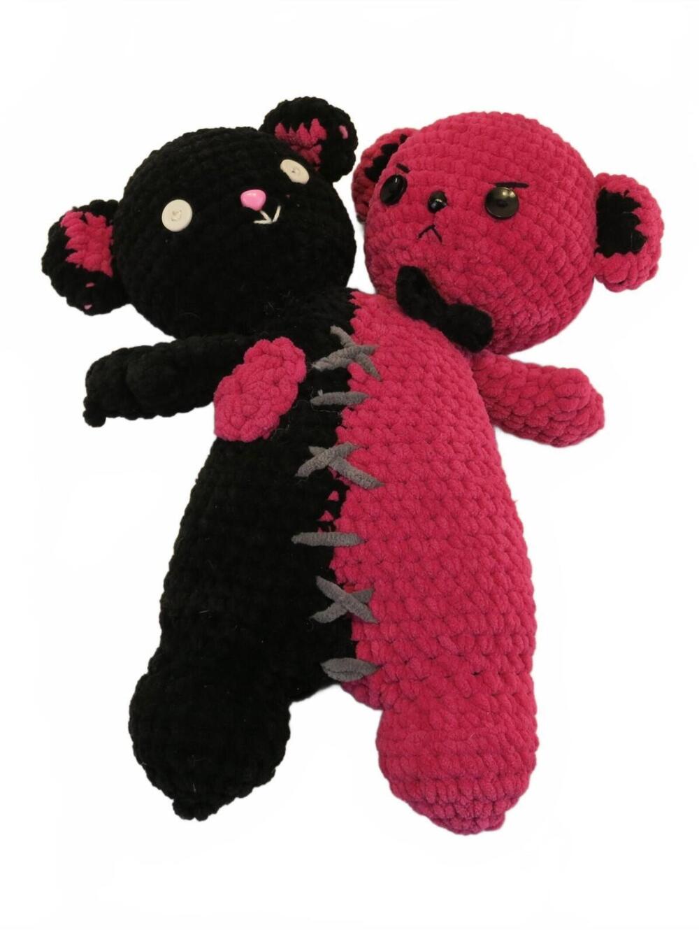 Handcrafted Two-Tone Crochet Teddy Bear Plush Toy
